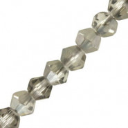 Faceted glass bicone beads 6mm Tranparent grey